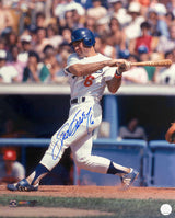 Steve Garvey Signed Los Angeles Dodgers White Jersey Swinging 16x20 Photo (In Blue)