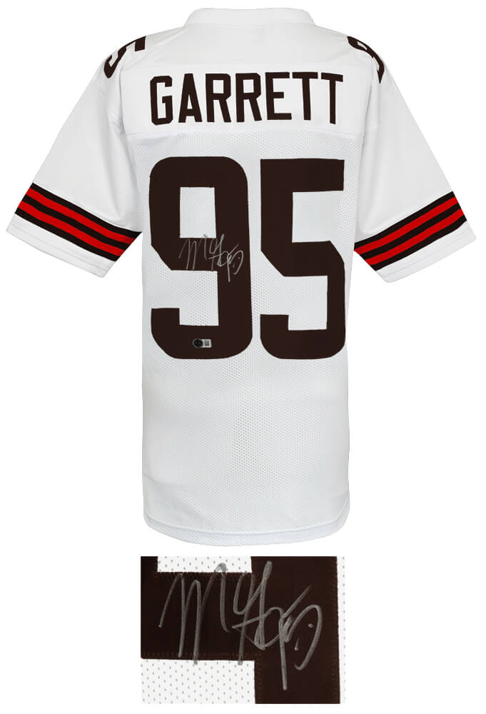 Myles Garrett Signed White Custom Football Jersey - (Beckett)