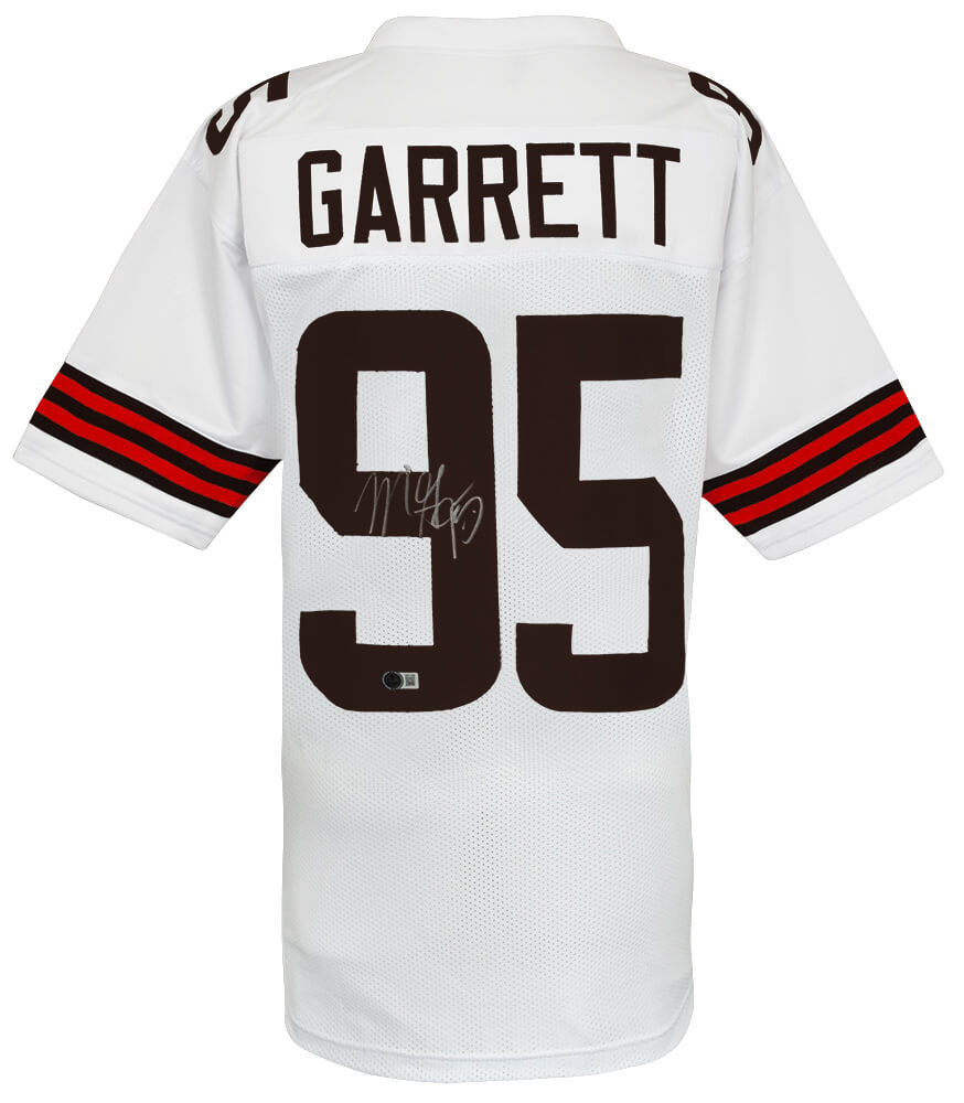 Myles Garrett Signed White Custom Football Jersey - (Beckett)