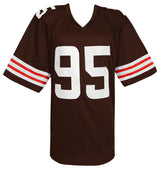 Myles Garrett Signed Brown With White #'s Custom Football Jersey (Beckett)