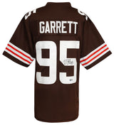 Myles Garrett Signed Brown With White #'s Custom Football Jersey (Beckett)