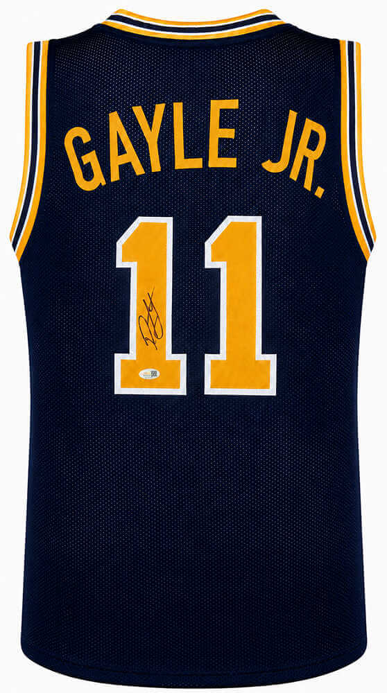 Roddy Gayle Jr. Signed Navy Custom College Basketball Jersey - (JSA)