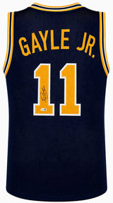 Roddy Gayle Jr. Signed Navy Custom College Basketball Jersey - (JSA)