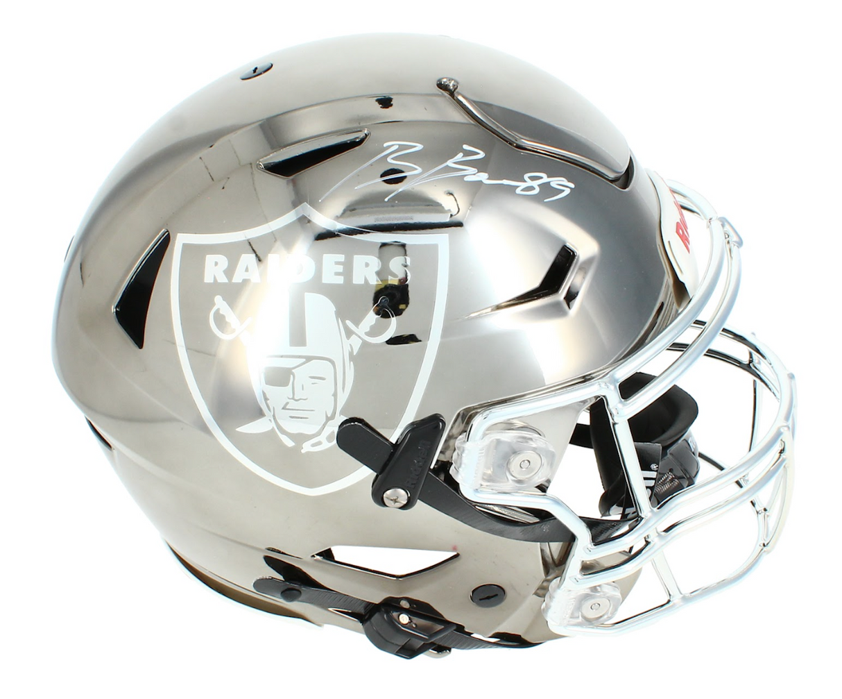 Brock Bowers Autographed Las Vegas Raiders Custom Chrome Inlay Speedflex Authentic Helmet Beckett Witnessed