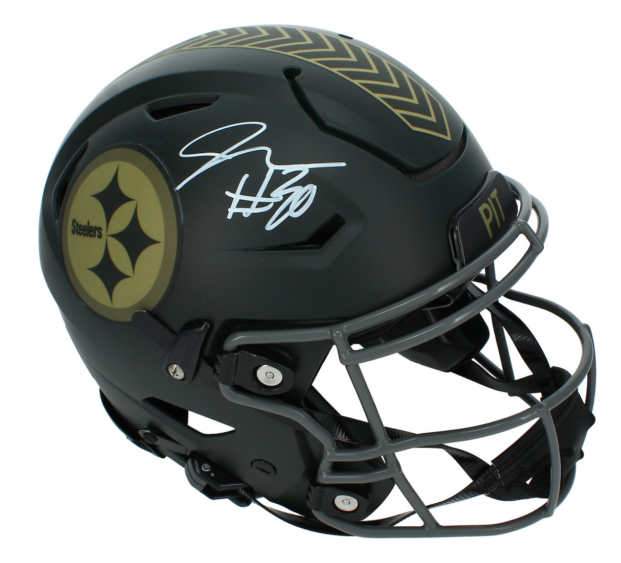 Jaylen Warren Autographed Pittsburgh Steelers 2025 Salute to Service Speedflex Authentic Helmet Beckett Witnessed