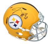 Jaylen Warren Autographed Pittsburgh Steelers Yellow 2025 Alternate Speed Authentic Helmet Beckett Witnessed