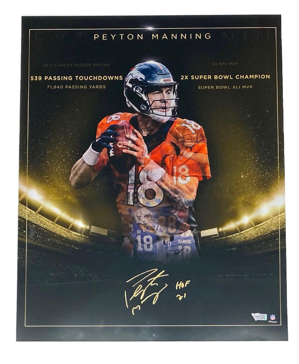 PEYTON MANNING Autographed/Inscribed HOF 21 Denver Broncos "Golden Years" 16" x 20" Photograph FANATICS