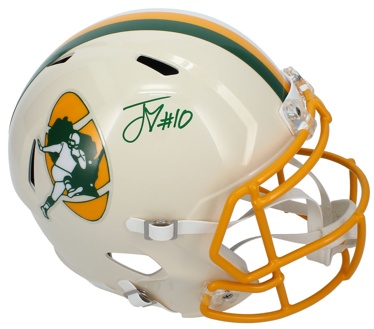 Jordan Love Autographed Green Bay Packers RETRO Speed Full Size Helmet Beckett Witnesed