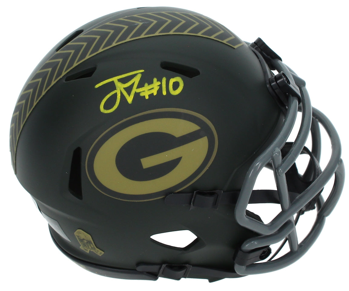 Jordan Love Autographed Green Bay Packers 2025 Salute to Service Speed Mini Helmet Beckett Witnessed