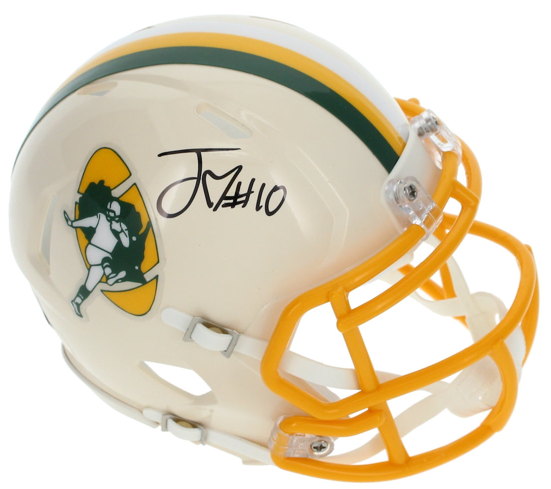Jordan Love Autographed Green Bay Packers RETRO Speed Mini Helmet Beckett Witnessed