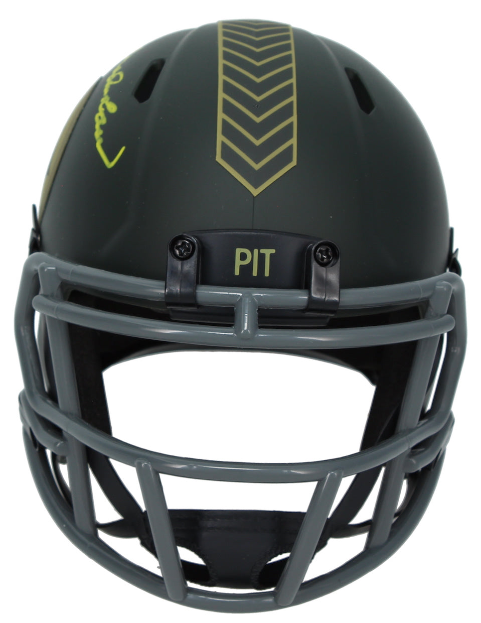 Terry Bradshaw Autographed Pittsburgh Steelers 2025 Salute to Service Speed Mini Helmet Beckett Witnessed