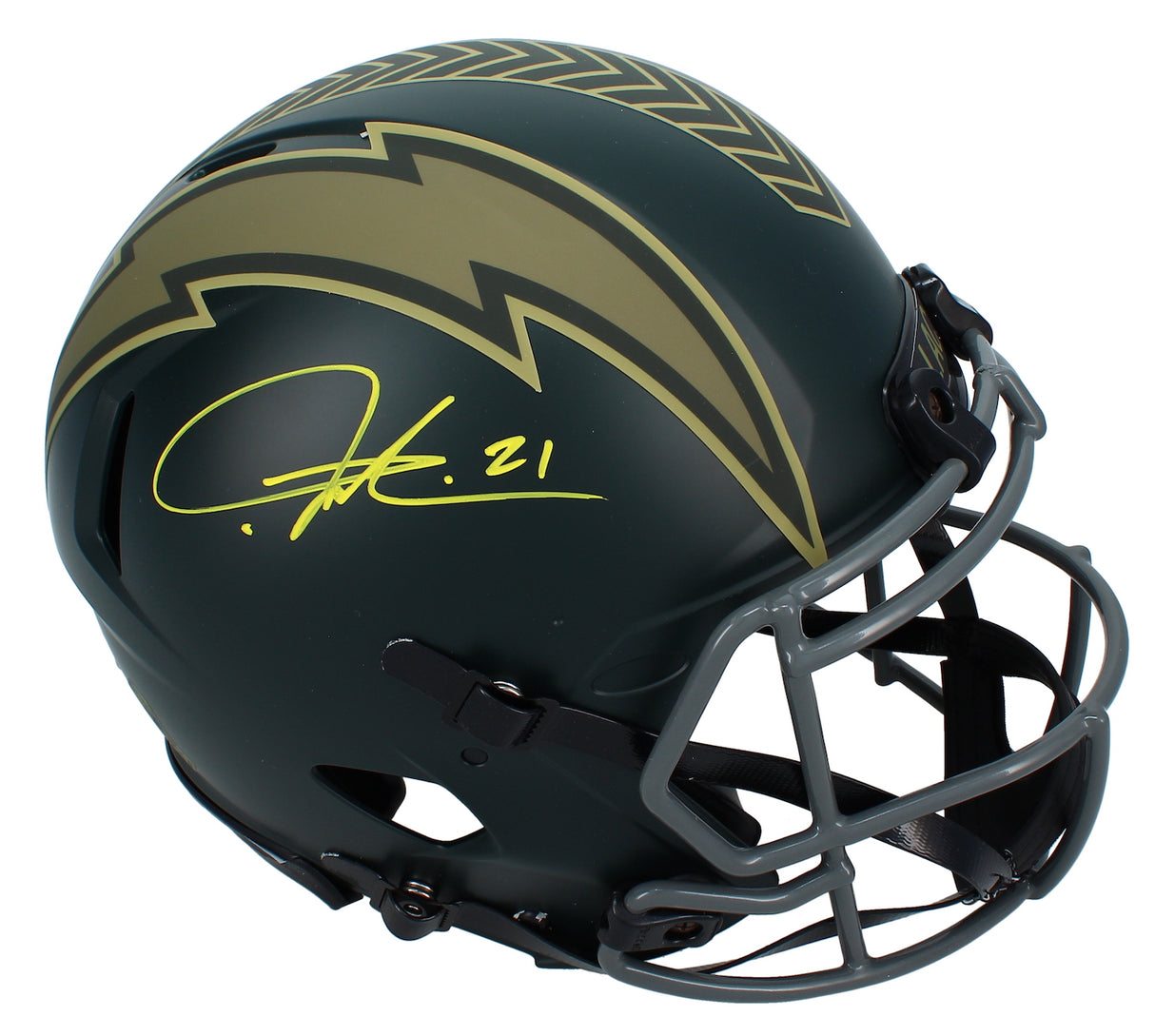 LaDainian Tomlinson Autographed Chargers 2025 Salute to Service Speed Authentic Helmet Beckett Witnessed
