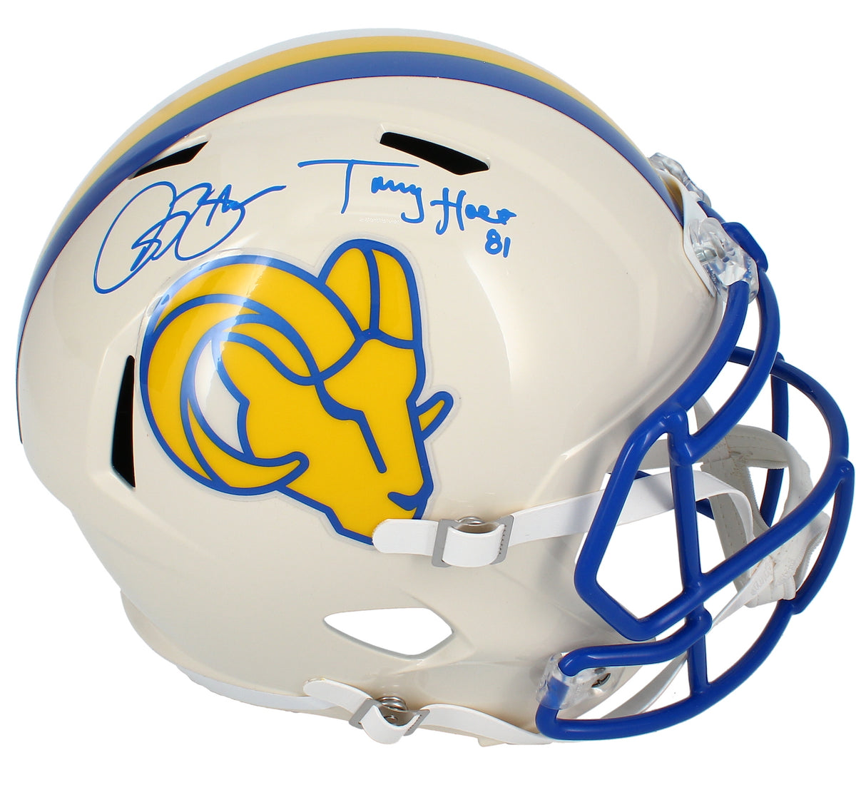 Isaac Bruce/Torry Holt Dual Autographed Rams RETRO Speed Full Size Helmet Beckett Witnessed