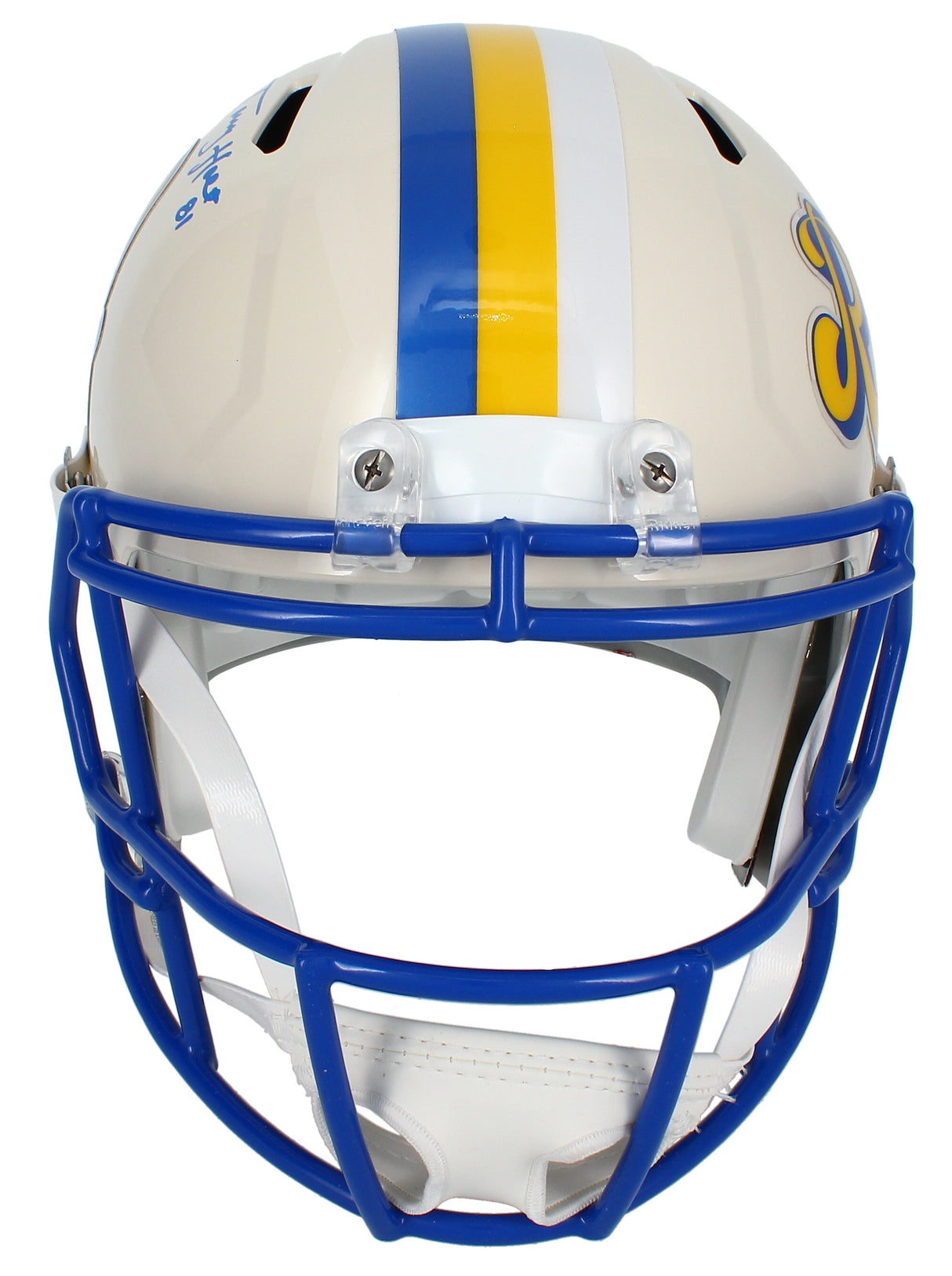 Isaac Bruce/Torry Holt Dual Autographed Rams RETRO Speed Full Size Helmet Beckett Witnessed