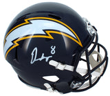 Omarion Hampton Autographed Los Angeles Chargers Navy 2025 Alternate Speed Full Size Helmet Beckett Witnessed