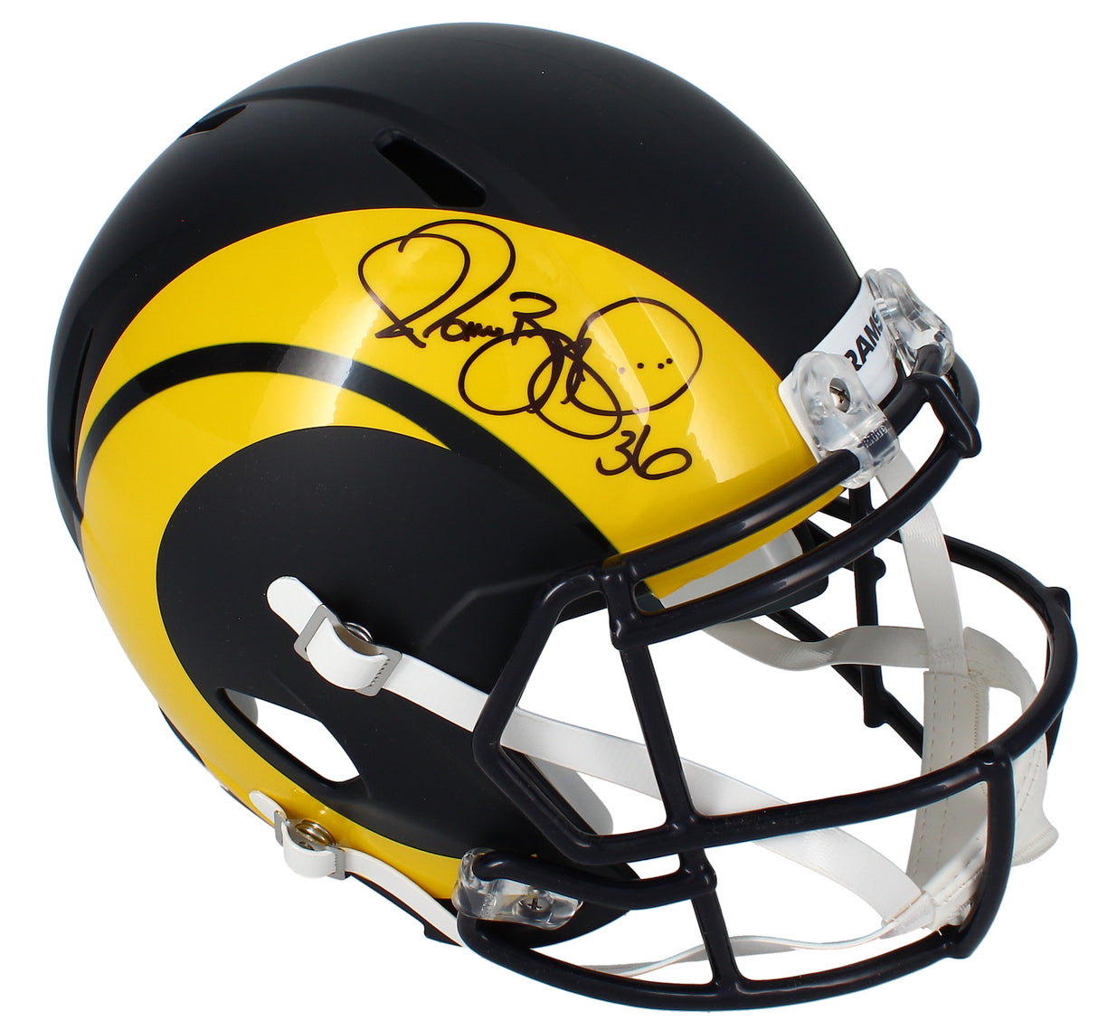 Jerome Bettis Autographed Los Angeles Rams Black Rivalries Speed Full Size Helmet Beckett Witnessed