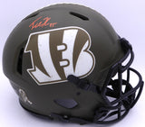Tee Higgins Autographed Cincinnati Bengals Salute To Service Full Size Replica Helmet Beckett BAS #W154365