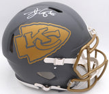 Travis Kelce Autographed Kansas City Chiefs Slate Gray Full Size Authentic Speed Helmet Beckett BAS Witness #2W332670
