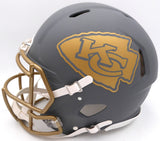 Travis Kelce Autographed Kansas City Chiefs Slate Gray Full Size Authentic Speed Helmet Beckett BAS Witness #2W332670