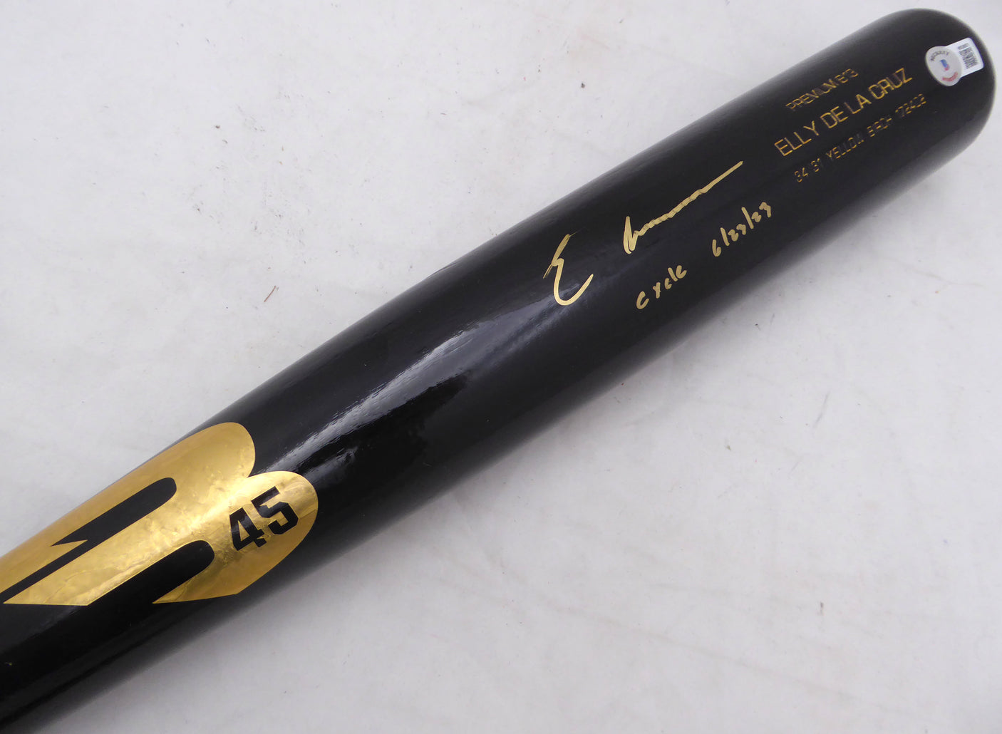 Elly De La Cruz Autographed B45 Bat Cincinnati Reds "Cycle 6/23/23" Beckett BAS QR #W529975