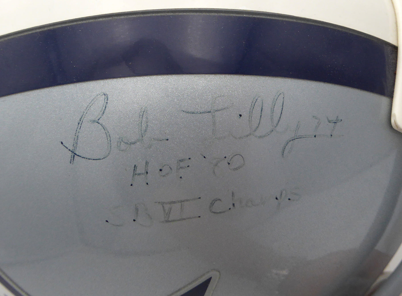 Bob Lilly Autographed Authentic Full Size Helmet Dallas Cowboys "HOF 80 SB VI Champs" (Very Light Signature) Beckett BAS QR #BP55212