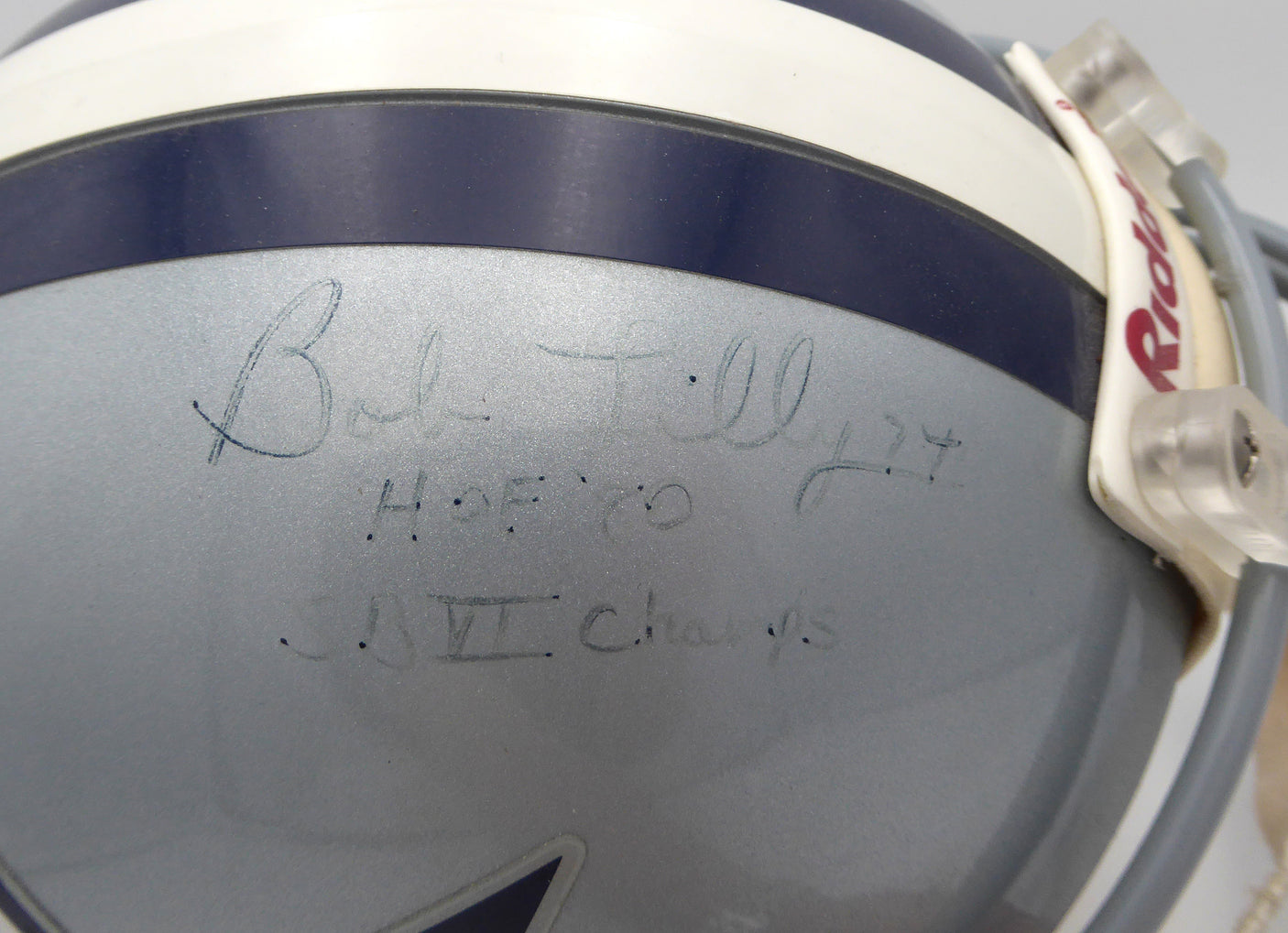 Bob Lilly Autographed Authentic Full Size Helmet Dallas Cowboys "HOF 80 SB VI Champs" (Very Light Signature) Beckett BAS QR #BP55212