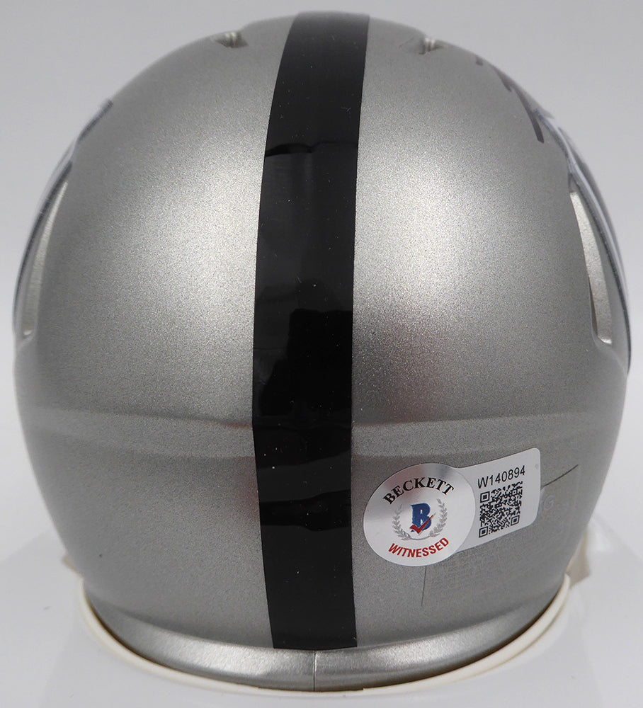 Tyree Wilson Autographed Las Vegas Raiders Mini Helmet Beckett BAS QR #W140894