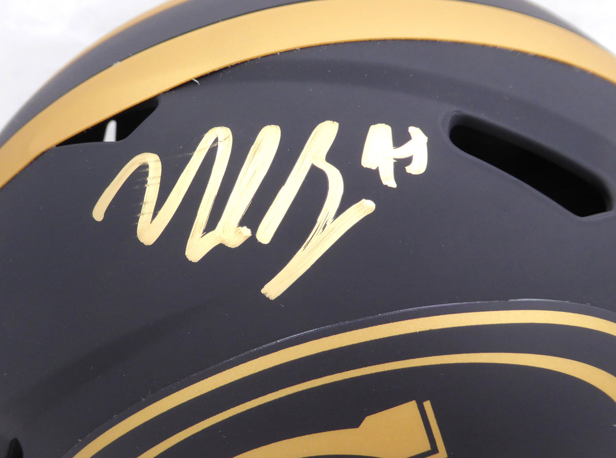 Nick Bosa Autographed Black Eclipse Full Size Speed Replica Helmet San Francisco 49ers (Smudged) Beckett BAS QR #WL66193