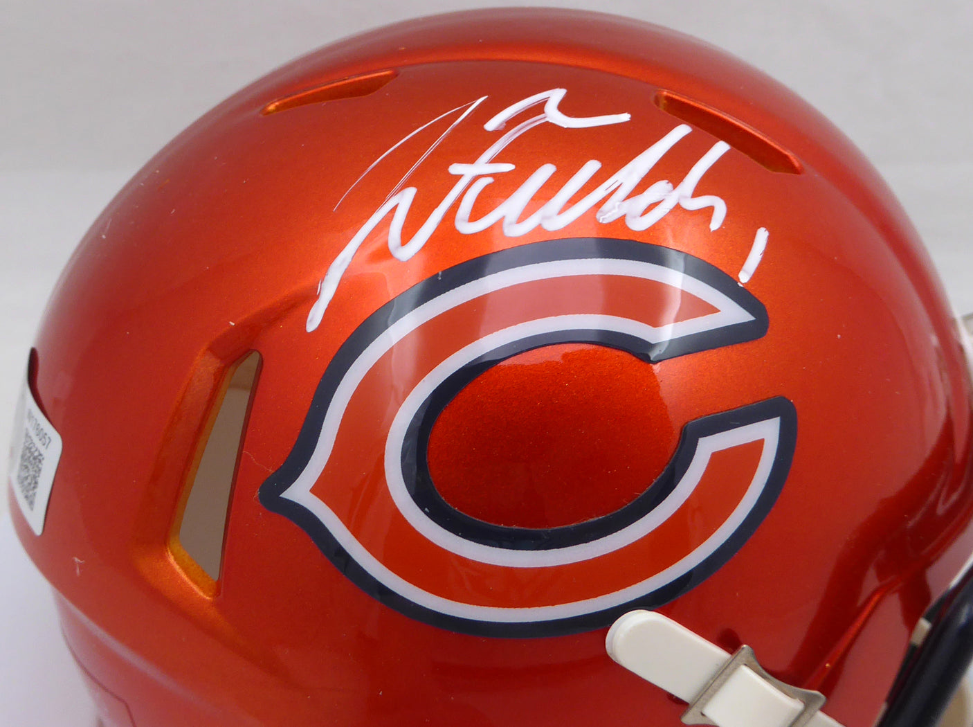 Justin Fields Autographed Orange Flash Speed Mini Helmet Chicago Bears Beckett BAS QR #W176057