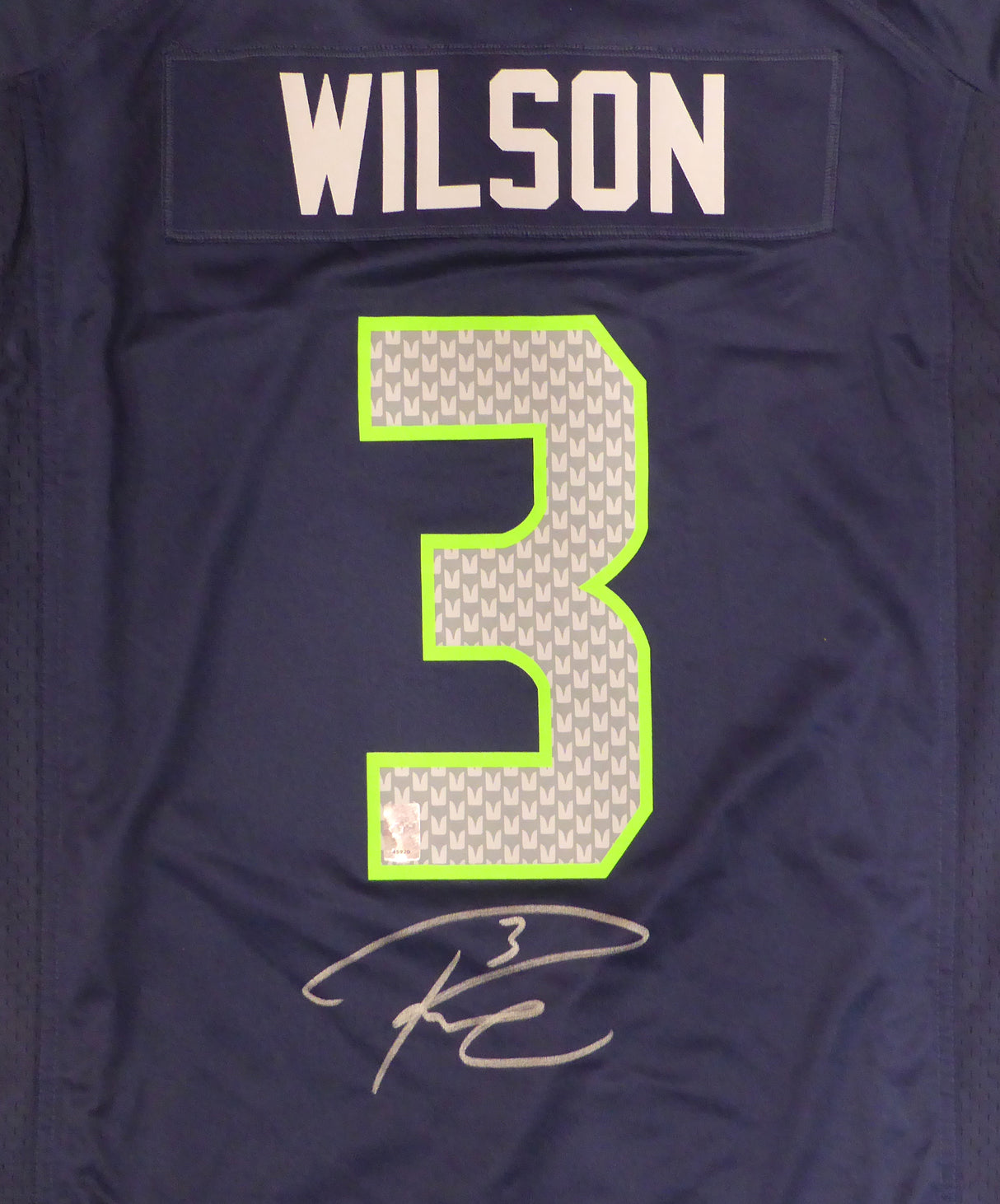 Seattle Seahawks Russell Wilson Autographed Blue Nike Jersey RW Holo #45920