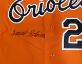 Baltimore Orioles Frank Robinson Autographed Orange Authentic Mitchell & Ness Jersey Beckett BAS QR #BN64147