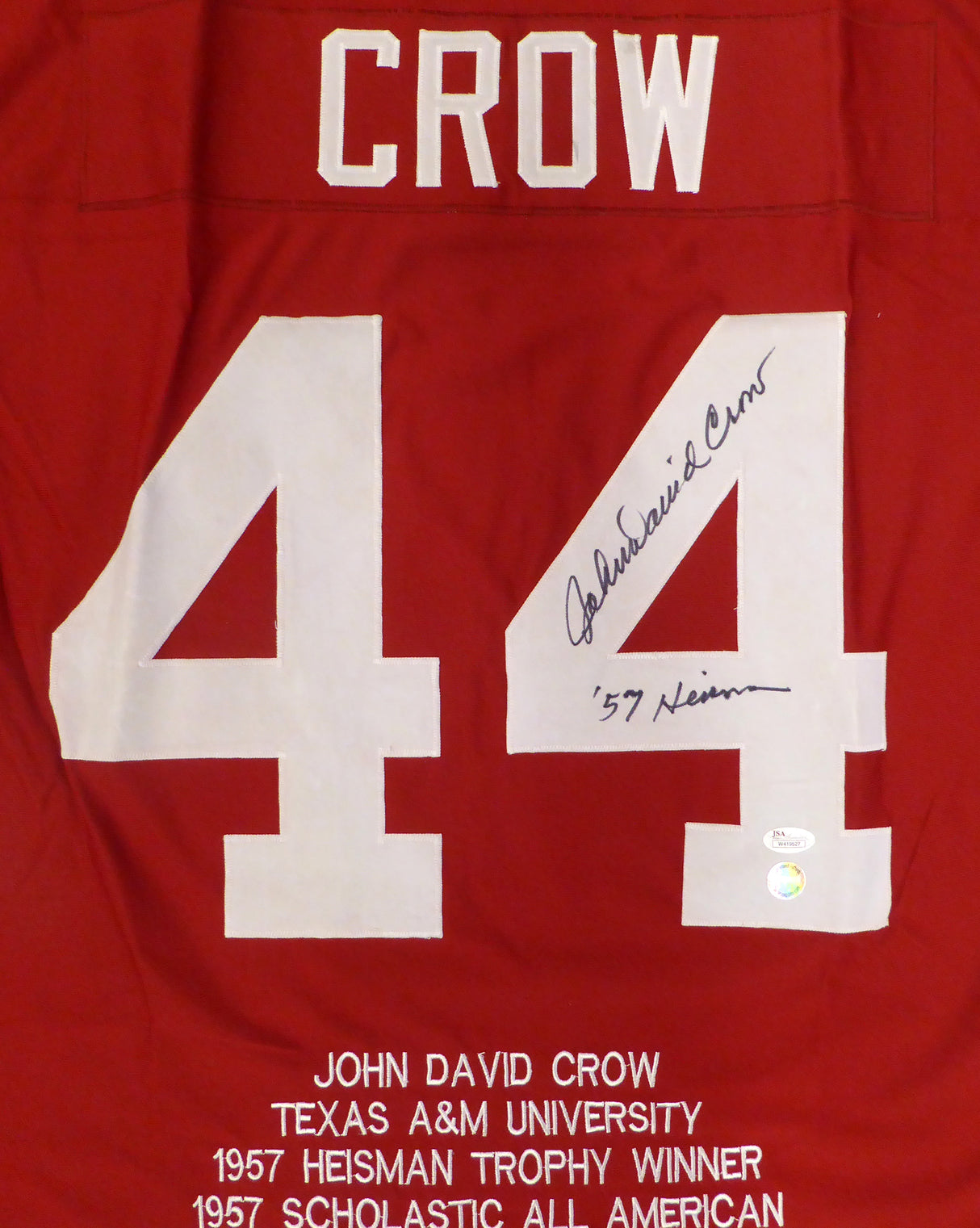 Texas A&M Aggies John David Crow Autographed Maroon Jersey "57 Heisman" JSA #W419527