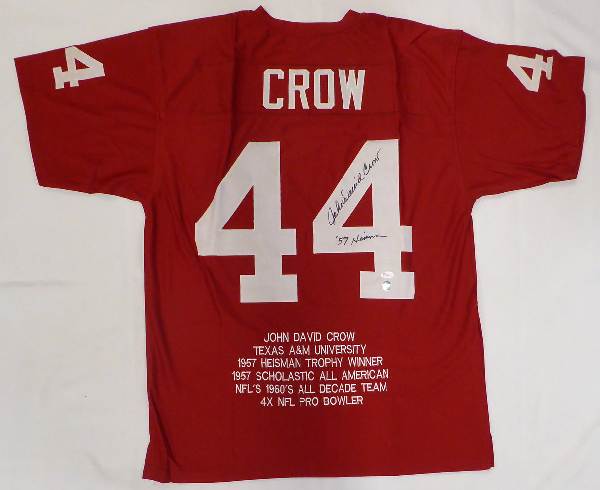 Texas A&M Aggies John David Crow Autographed Maroon Jersey "57 Heisman" JSA #W419527