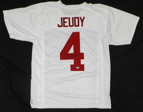 Alabama Crimson Tide Jerry Jeudy Autographed White Jersey Beckett BAS #S32274