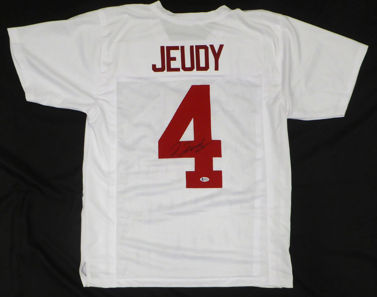 Alabama Crimson Tide Jerry Jeudy Autographed White Jersey Beckett BAS #S32274