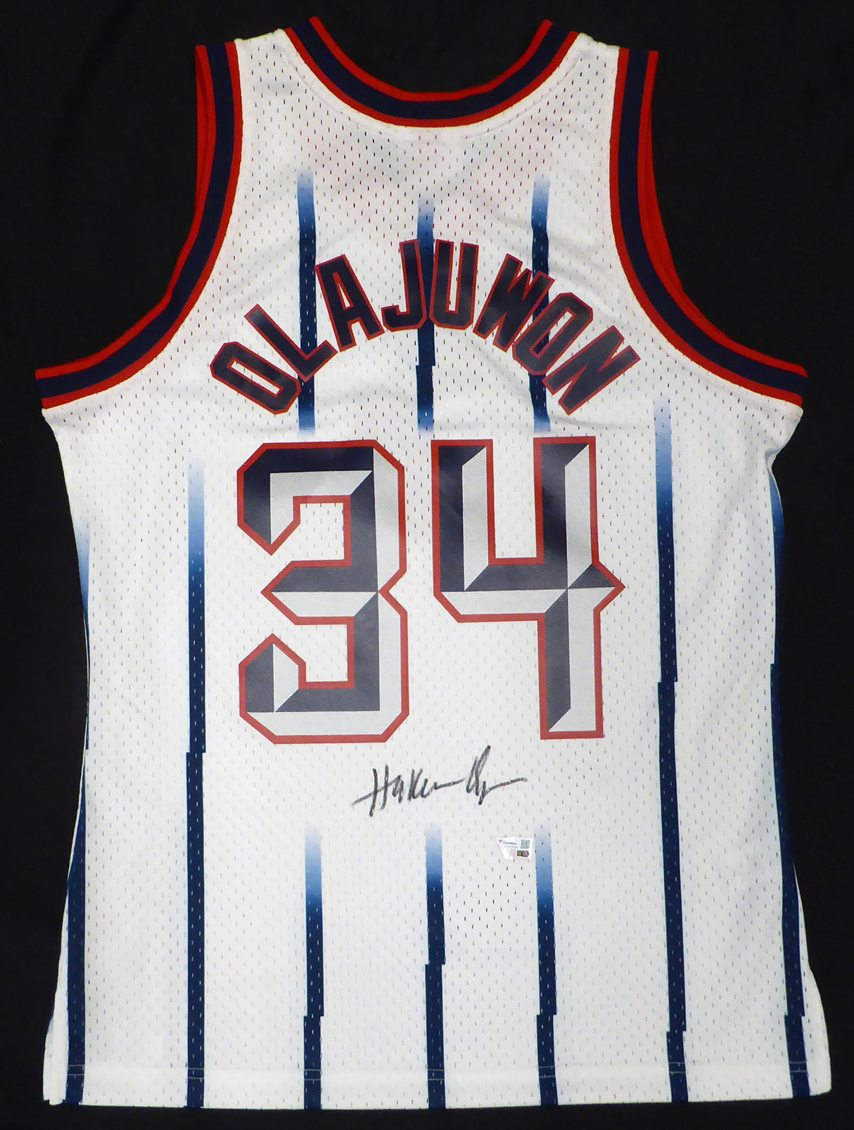 Houston Rockets Hakeem Olajuwon Autographed White Authentic Mitchell & Ness Jersey Fanatics Holo #QL84419581