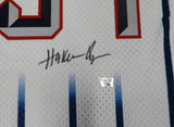 Houston Rockets Hakeem Olajuwon Autographed White Authentic Mitchell & Ness Jersey Fanatics Holo #QL84419581
