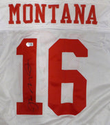 San Francisco 49ers Joe Montana Autographed White Wilson Authentic Game Model Jersey Beckett BAS QR #BP55356