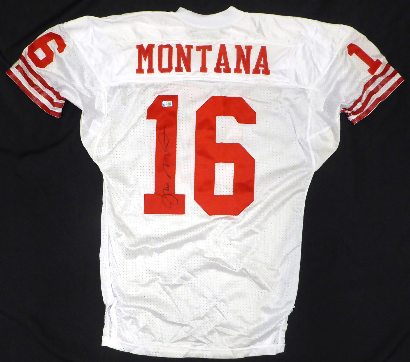 San Francisco 49ers Joe Montana Autographed White Wilson Authentic Game Model Jersey Beckett BAS QR #BP55356
