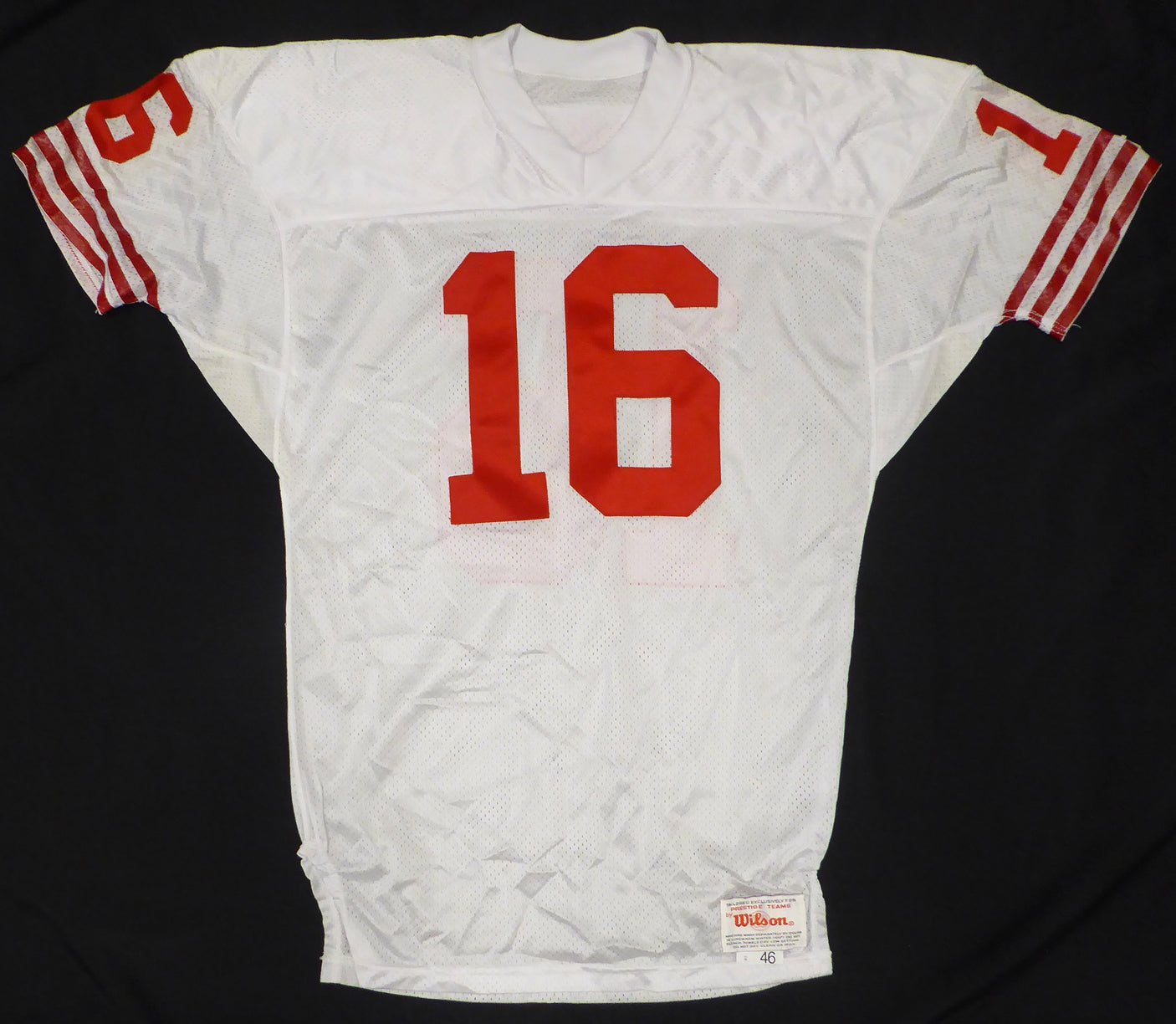 San Francisco 49ers Joe Montana Autographed White Wilson Authentic Game Model Jersey Beckett BAS QR #BP55356