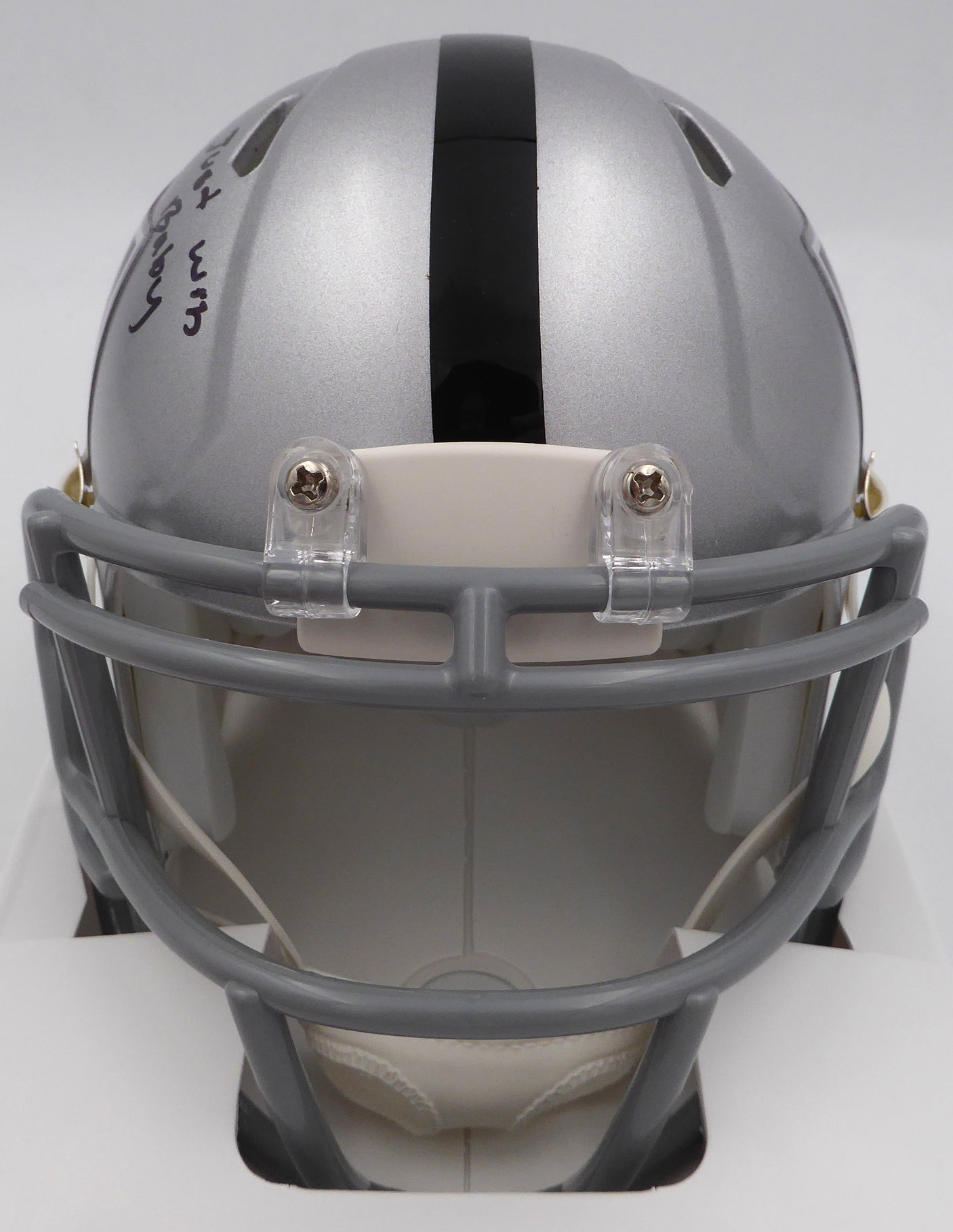 DJ D.J. Turner Autographed Las Vegas Raiders Mini Helmet "Just Win Baby" Beckett BAS QR #2W133251