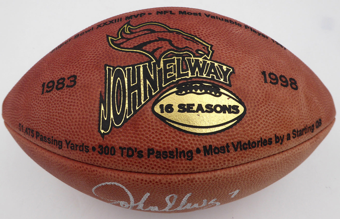 John Elway Autographed NFL Leather Football Limited Edition Denver Broncos Beckett BAS QR #BP55351