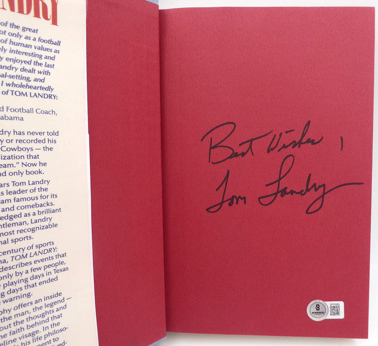 Tom Landry Autographed Book Dallas Cowboys Beckett BAS QR #BP55369