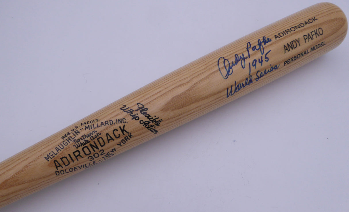 Andy Pafko Autographed Adirondack Bat Chicago Cubs "1945 World Series" Beckett BAS QR #BM00474