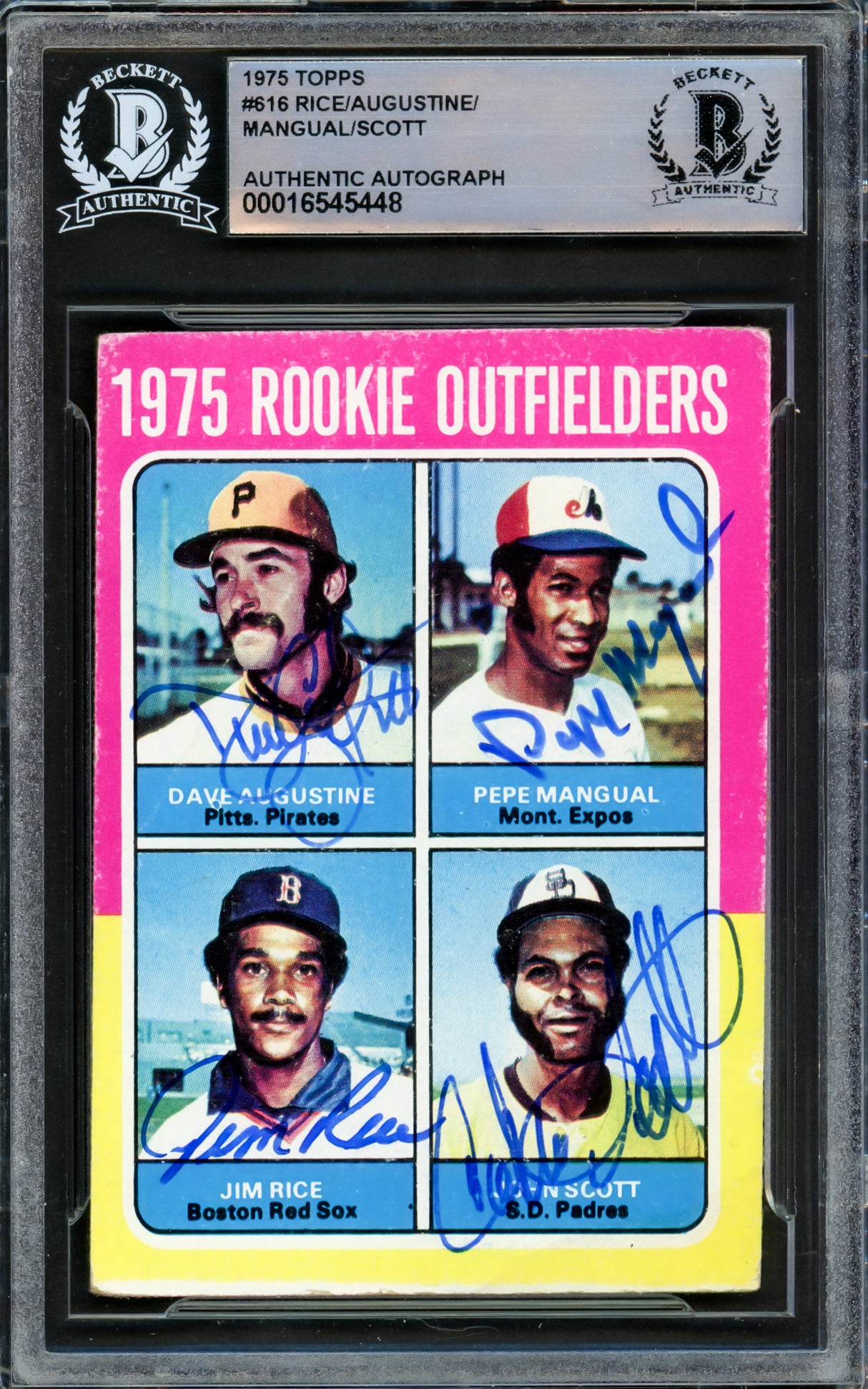 Jim Rice & Others Autographed 1975 Topps Rookie Card #616 Signed By All 4 Beckett BAS #16545448