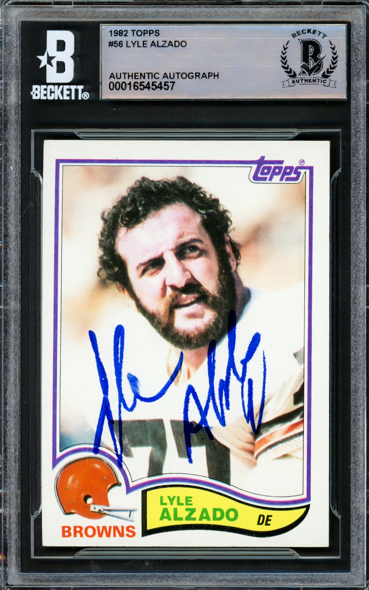 Lyle Alzado Autographed 1982 Topps Card #56 Cleveland Browns Beckett BAS #16545457