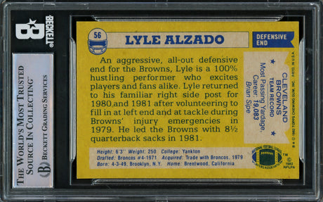 Lyle Alzado Autographed 1982 Topps Card #56 Cleveland Browns Beckett BAS #16545457