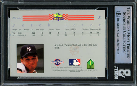 Derek Jeter Autographed 1992 Classic Best Rookie Card #BC22 New York Yankees Beckett BAS #16545554