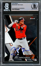 Manny Machado Autographed 2018 Topps Finest Card #98 Baltimore Orioles Beckett BAS #16545604