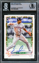 Jeremy Pena Autographed 2022 Topps Holiday Rookie Card #HW129 Houston Astros Beckett BAS #16545680